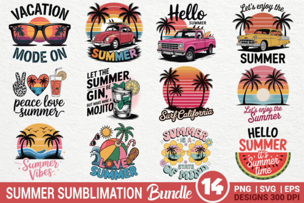 Summer Quotes SVG PNG Sublimation Bundle