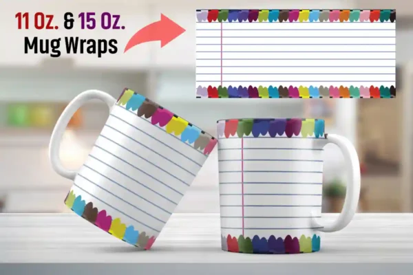 Crayons and Lined Paper Mug Sublimation