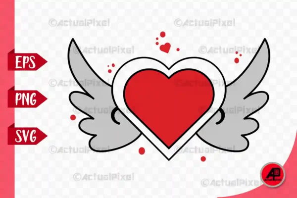 Heart with Wings PNG Sublimation
