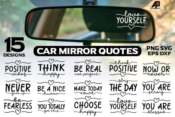 Car Mirror Saying Quotes Sticker Bundle