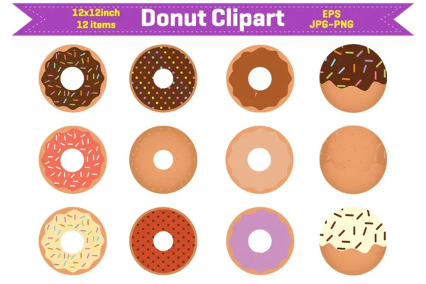 Donut Clipart Set